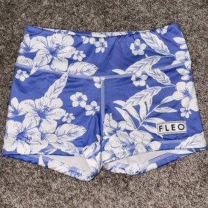 Fleo Blue and White Floral Athletic Shorts